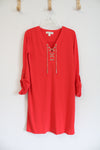 Michael Kors Red Chain Lace Up Tunic Dress | M