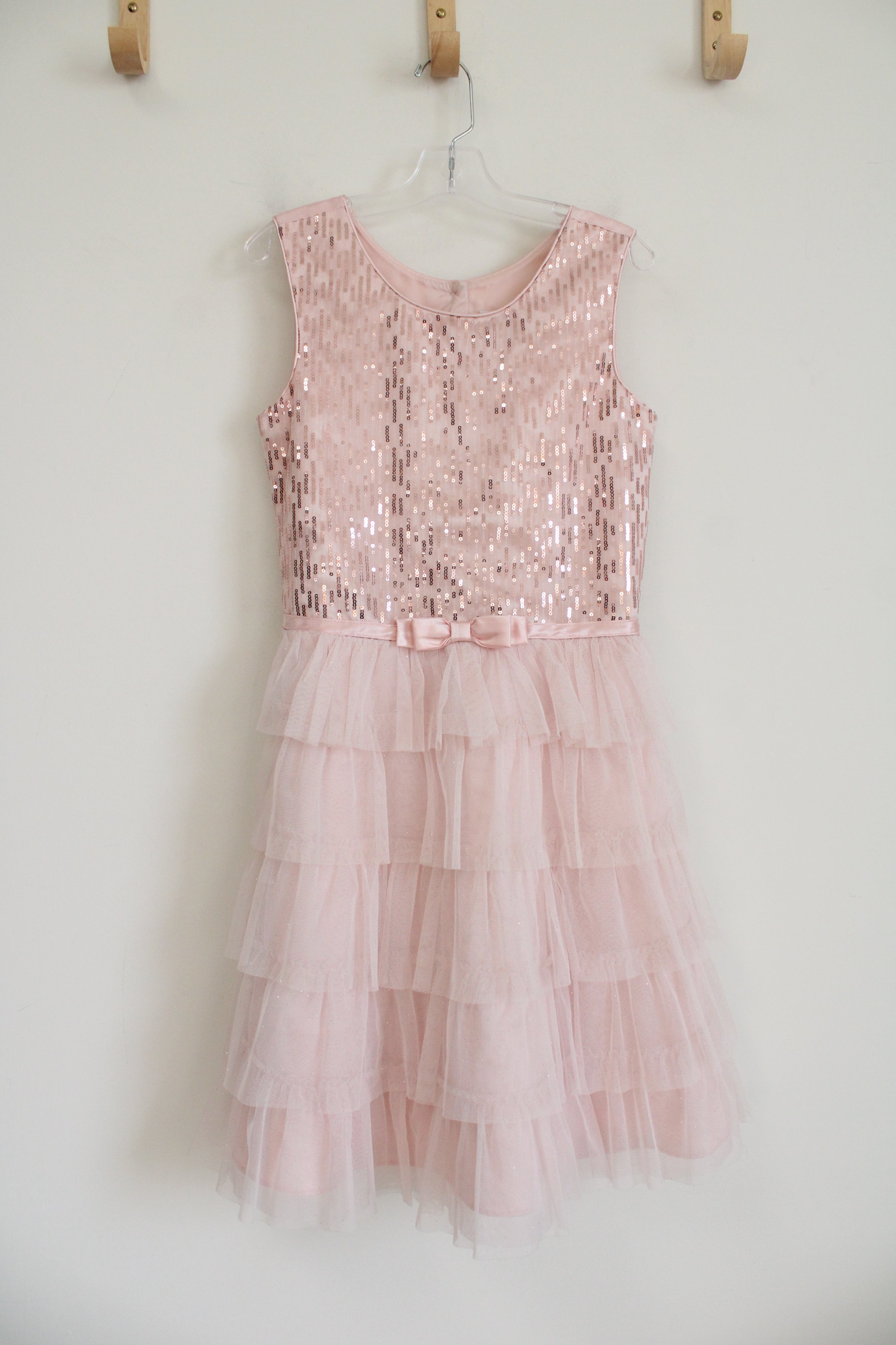 Jona Michelle Light Pink Sequined Ruffled Dress | Youth 12