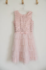 Jona Michelle Light Pink Sequined Ruffled Dress | Youth 12