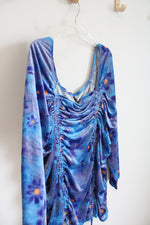 NEW Wild Fable Blue & Purple Ruched Velvet Long Sleeved Dress | 4X