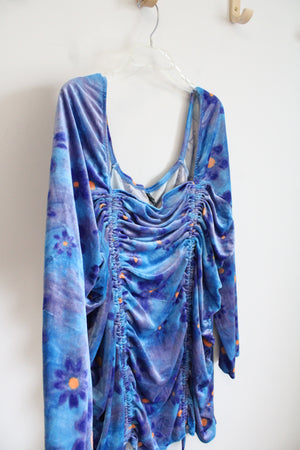 NEW Wild Fable Blue & Purple Ruched Velvet Long Sleeved Dress | 4X