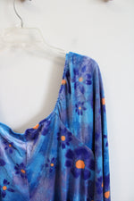 NEW Wild Fable Blue & Purple Ruched Velvet Long Sleeved Dress | 4X
