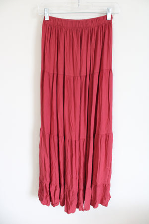 Dusty Brick red Tiered Maxi Skirt | XS