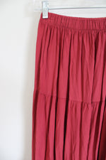 Dusty Brick red Tiered Maxi Skirt | XS