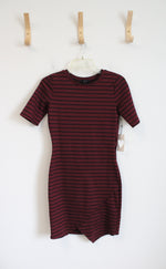 NEW Iris Maroon & Black Striped Sheath Dress | M