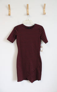 NEW Iris Maroon & Black Striped Sheath Dress | M
