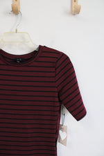 NEW Iris Maroon & Black Striped Sheath Dress | M