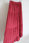 Dusty Brick red Tiered Maxi Skirt | XS