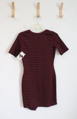 NEW Iris Maroon & Black Striped Sheath Dress | M