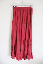 Dusty Brick red Tiered Maxi Skirt | XS