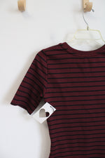 NEW Iris Maroon & Black Striped Sheath Dress | M