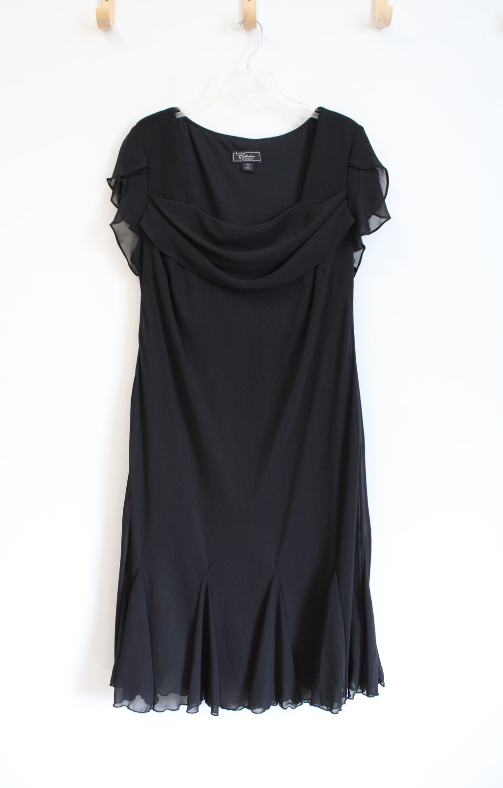 Dressbarn Collection Vintage Black Scooped Neck Ruffled Dress | 16