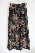 Vintage Patchwork Style Belted Maxi Skirt | 2