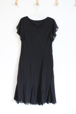 Dressbarn Collection Vintage Black Scooped Neck Ruffled Dress | 16