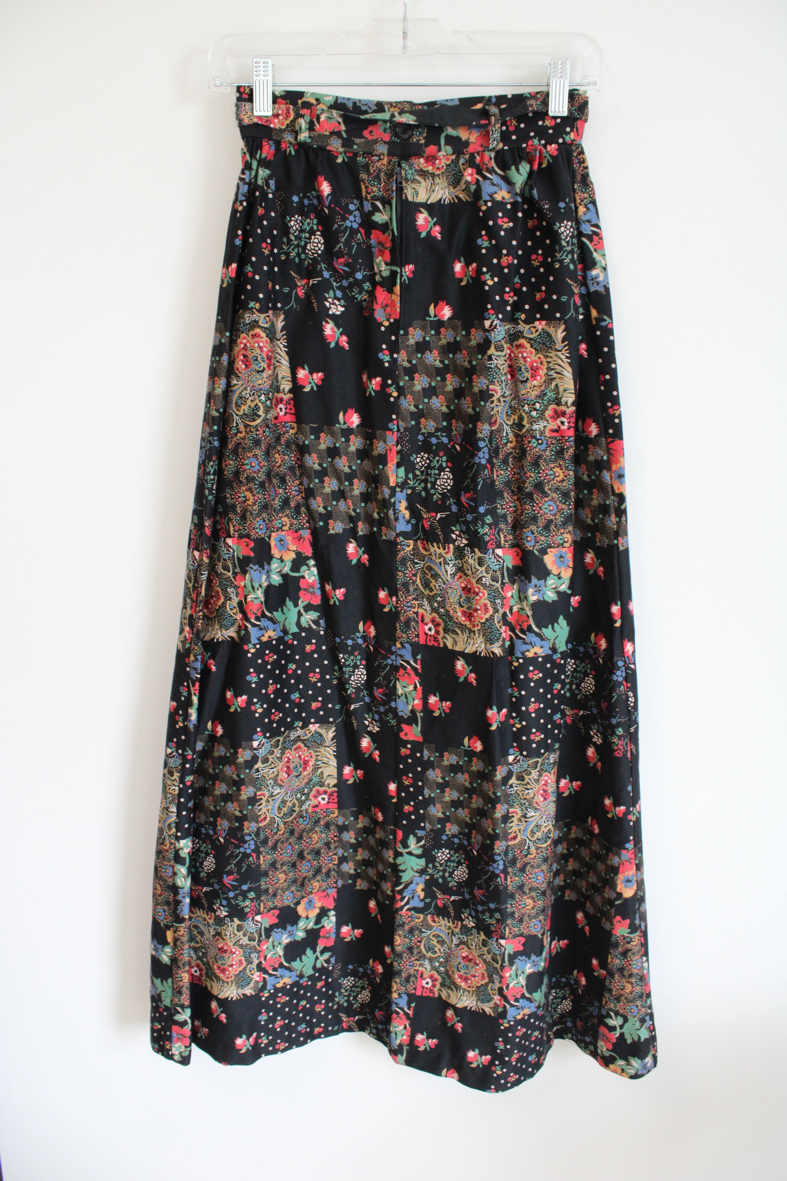 Vintage Patchwork Style Belted Maxi Skirt | 2