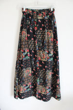 Vintage Patchwork Style Belted Maxi Skirt | 2