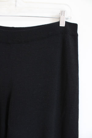 Eileen Fisher Black Knit Lounge Elastic Waistband Wool Pants | L