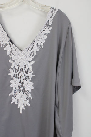 Lane Bryant Gray Applique Top | 22/24W