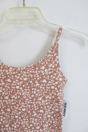 NEW Old Navy Tan & White Floral Ribbed Dress | XS