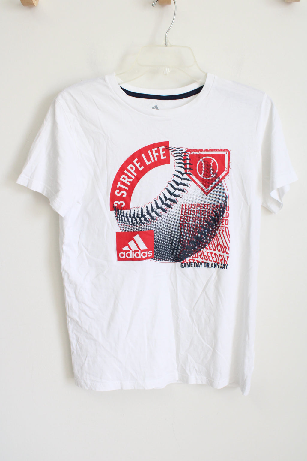 Adidas 3 Stripe Life White T-Shirt | L