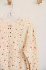 Cat & Jack Light Yellow Floral Waffle Knit Long Sleeved Shirt | Youth XL (14)