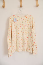 Cat & Jack Light Yellow Floral Waffle Knit Long Sleeved Shirt | Youth XL (14)