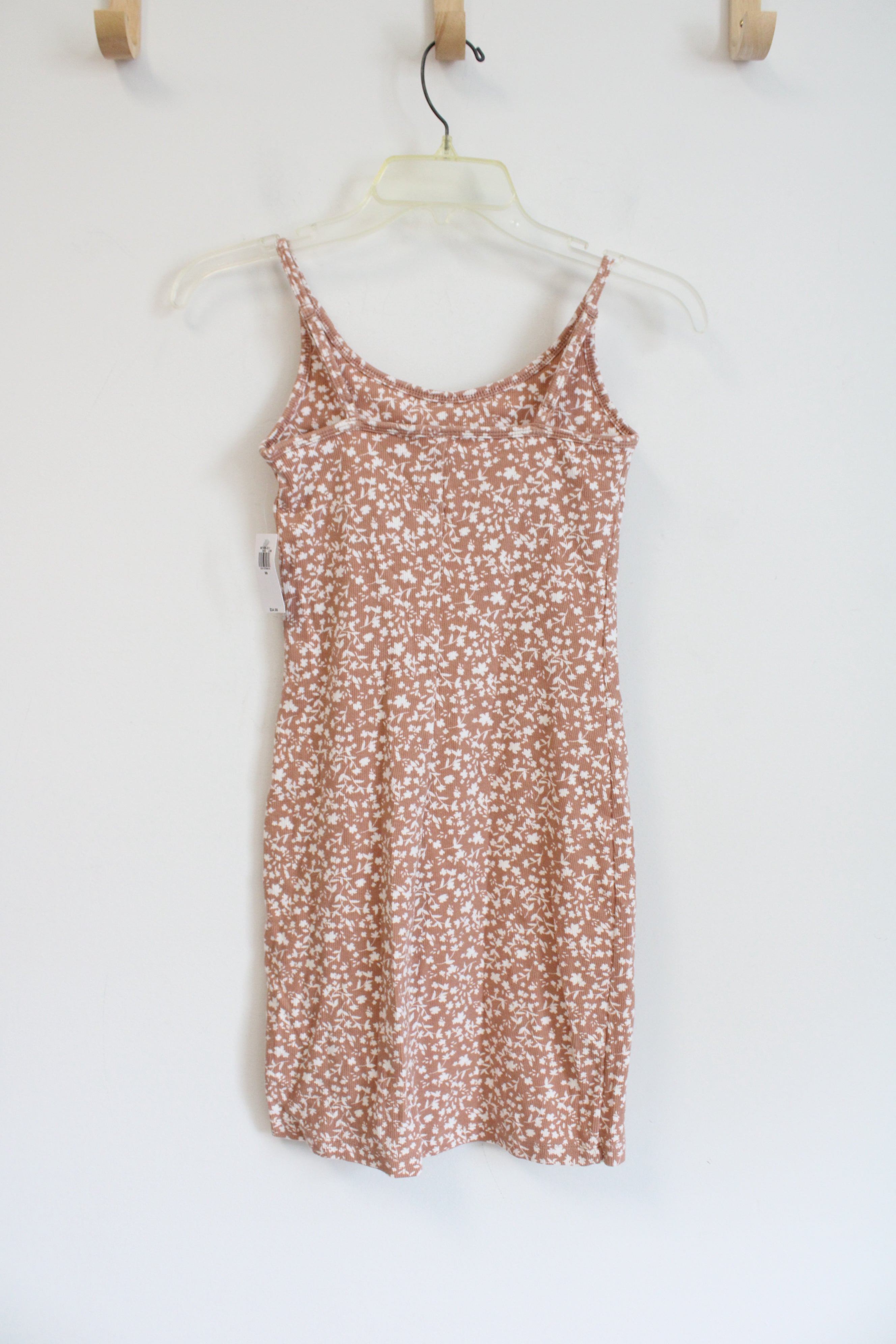 NEW Old Navy Tan & White Floral Ribbed Dress | XS