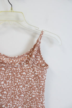 NEW Old Navy Tan & White Floral Ribbed Dress | XS