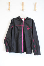 NEW Prairie Mountain Kennedy Space Center Black & Pink NASA Windbreaker Jacket | XL