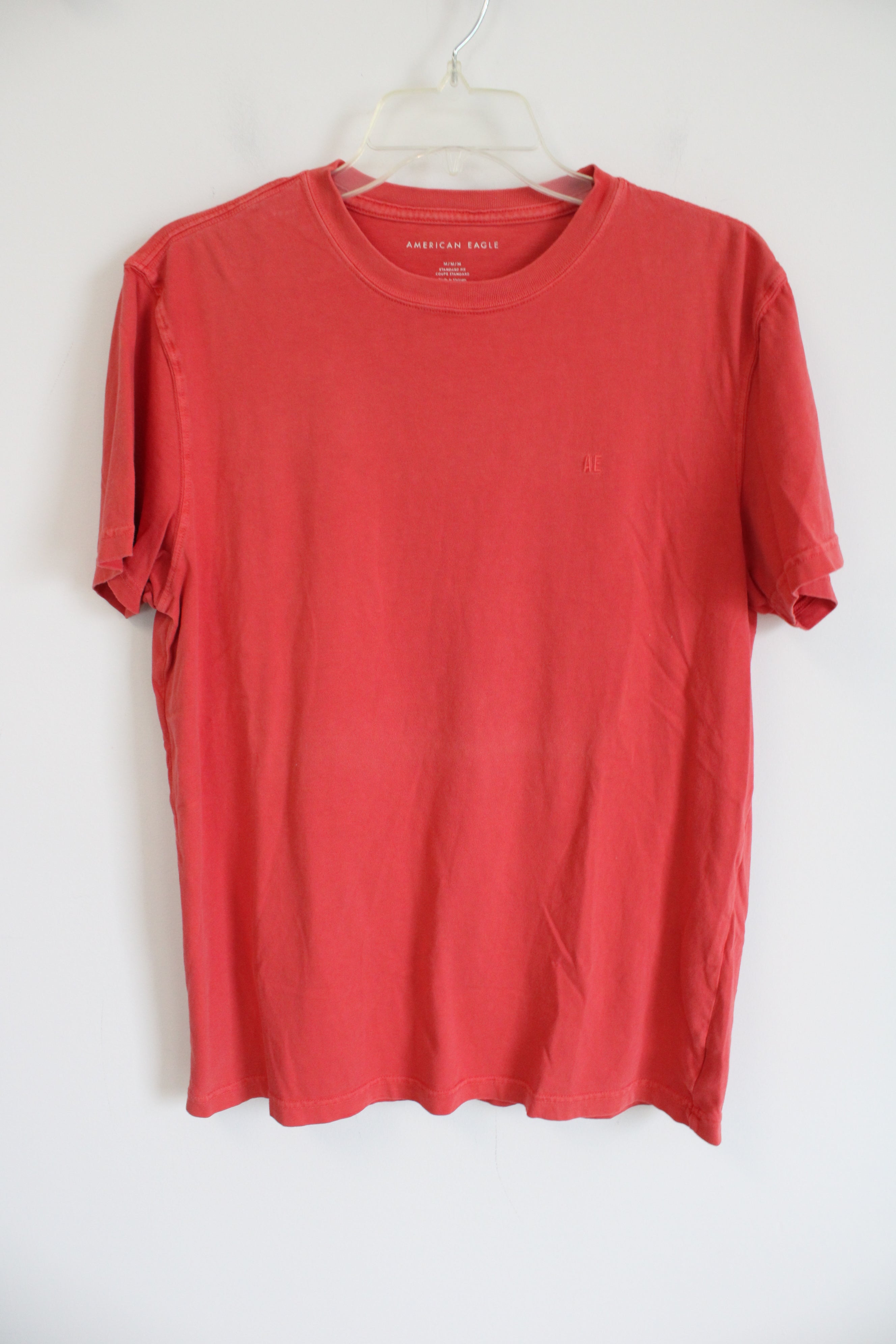 American Eagle Standard Fit Orange Red Tee | M