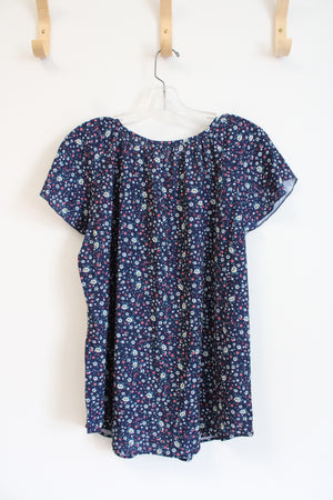 NEW Simple Fun Floral Navy Top | L