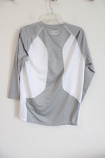 Under Armour Fitted HeatGear Gray & White Baseball Shirt | M