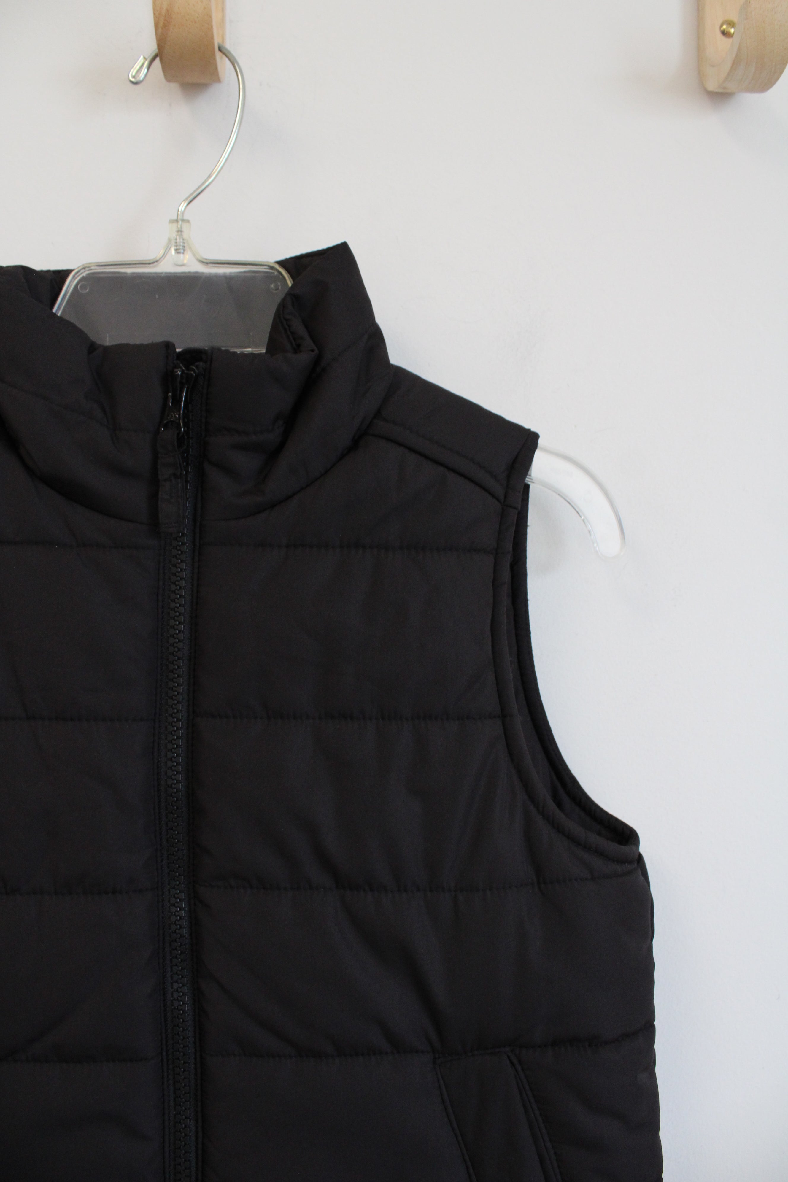 Children's Place Black Fleece Lined Puffer Vest | Youth M (7/8)