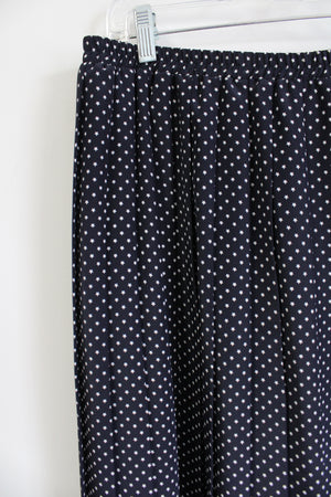 Leslie Fay Vintage Navy Blue Pleated Star Patterned Midi Skirt | 16