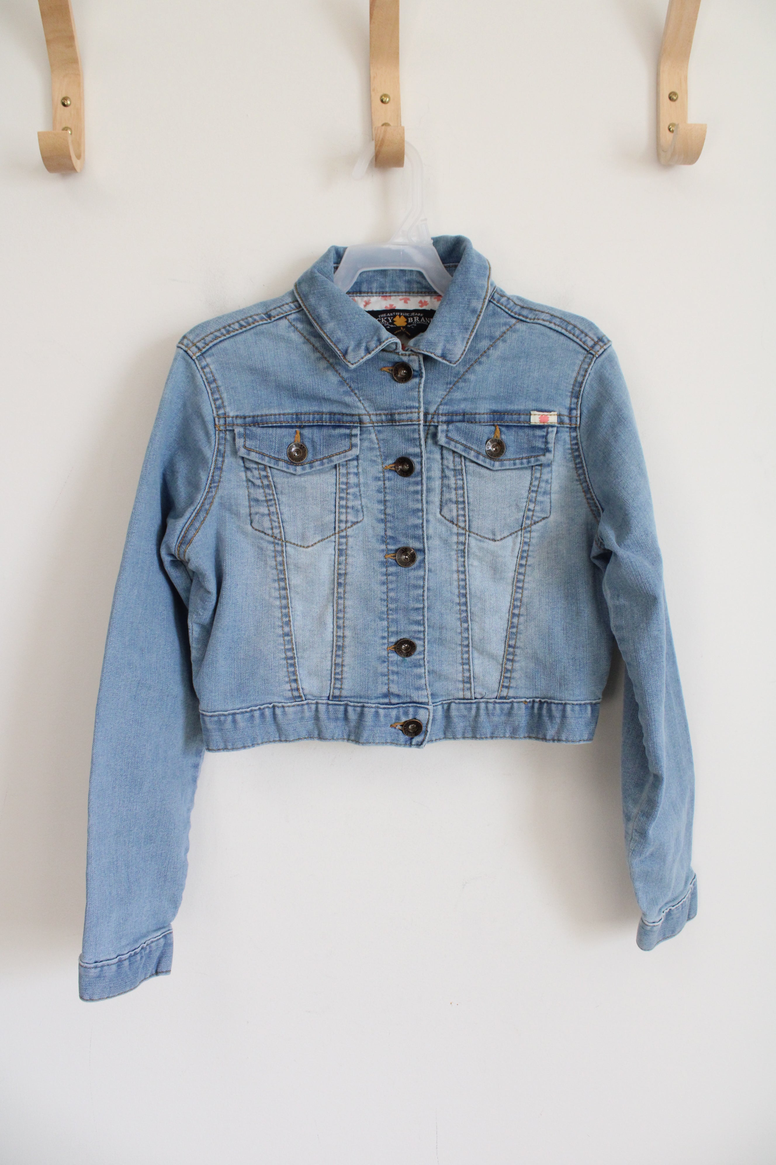 Lucky Brand Light Wash Cropped Denim Jacket | Youth L (12)