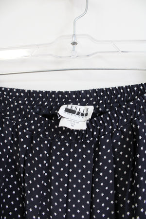 Leslie Fay Vintage Navy Blue Pleated Star Patterned Midi Skirt | 16