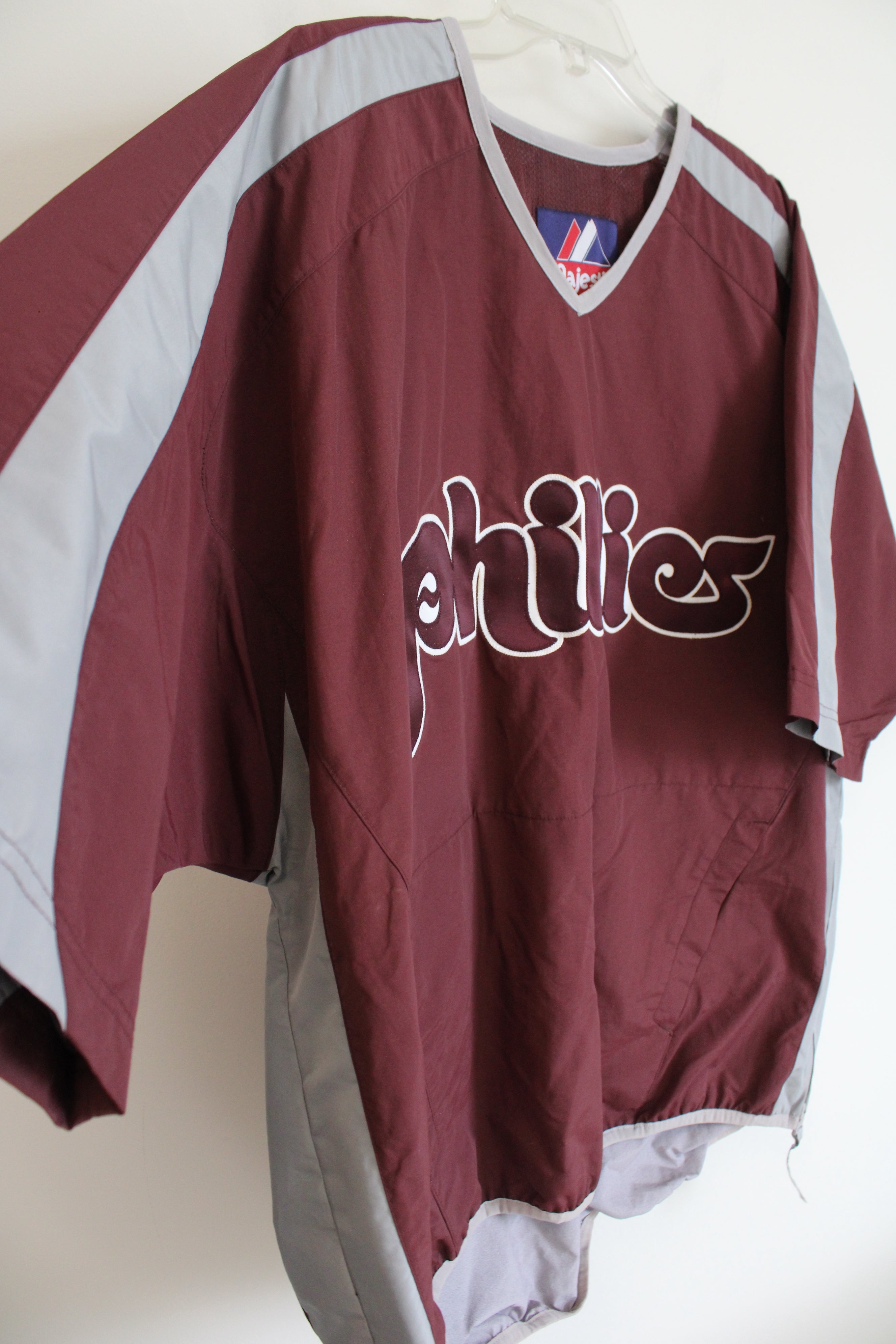 Majestic Vintage Philadelphia Phillies Nylon Windbreaker Pullover | L