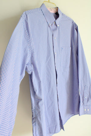 Izod Pink & Blue Plaid Button Down Shirt | L