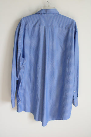 Lands' End Supima Pinpoint Blue Pinstriped Traditional Fit Button Down Shirt | 18-35T