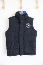 Abercrombie & Fitch Kids Blue Fleece Lined Black Puffer Vest | Youth XL (16)