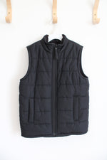 Children's Place Black Fleece Lined Puffer Vest | Youth M (7/8)