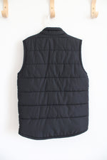 Children's Place Black Fleece Lined Puffer Vest | Youth M (7/8)