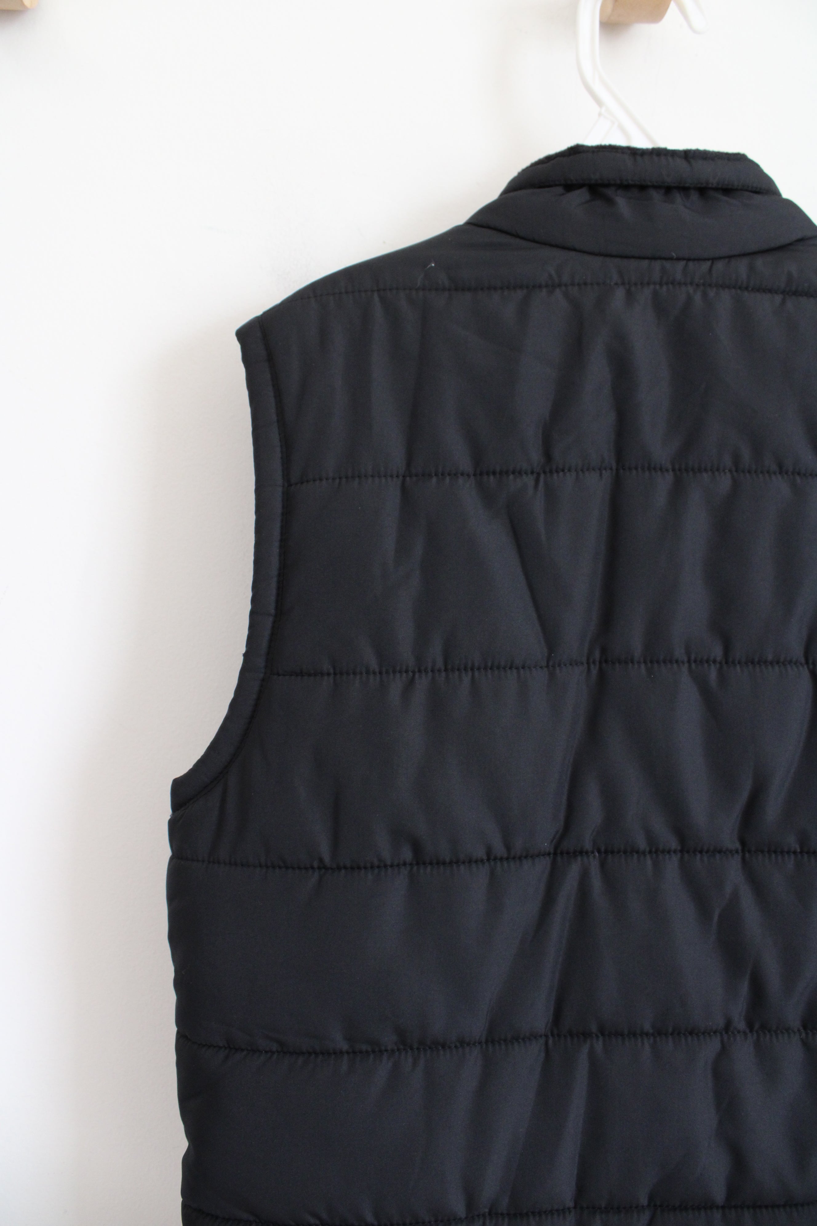 Children's Place Black Fleece Lined Puffer Vest | Youth M (7/8)