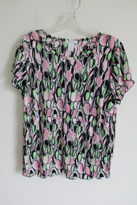 Dressbarn Pink Black Green Ribbed blouse | 14/16