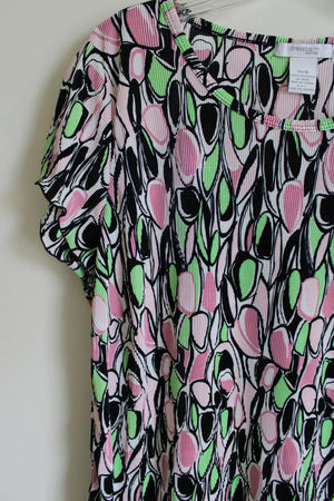 Dressbarn Pink Black Green Ribbed blouse | 14/16