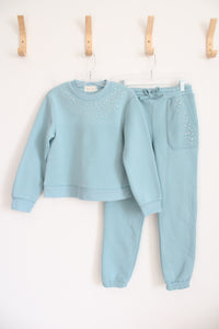 Btween Teal Rhinestone Soft Sweat Suit Set | Youth 10