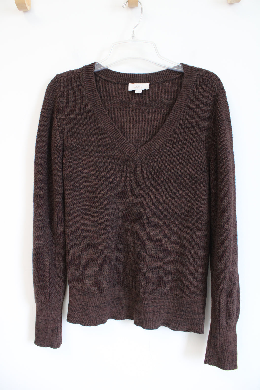 LOFT Brown V-Neck Sweater | M