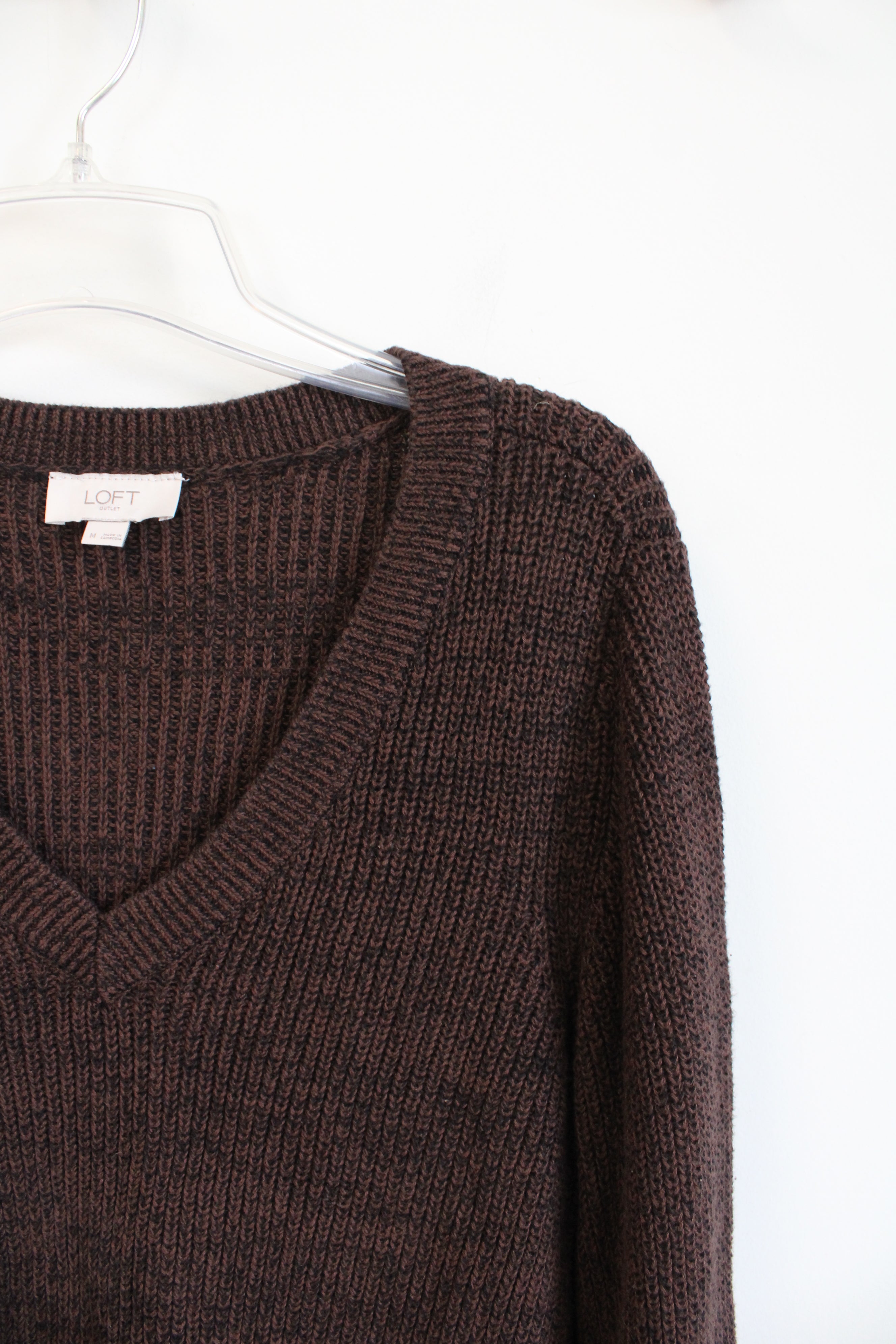 LOFT Brown V-Neck Sweater | M