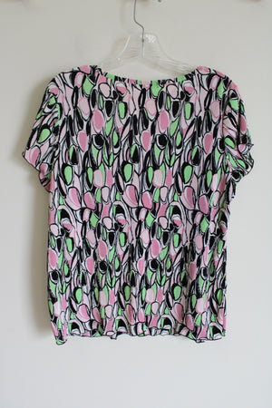 Dressbarn Pink Black Green Ribbed blouse | 14/16