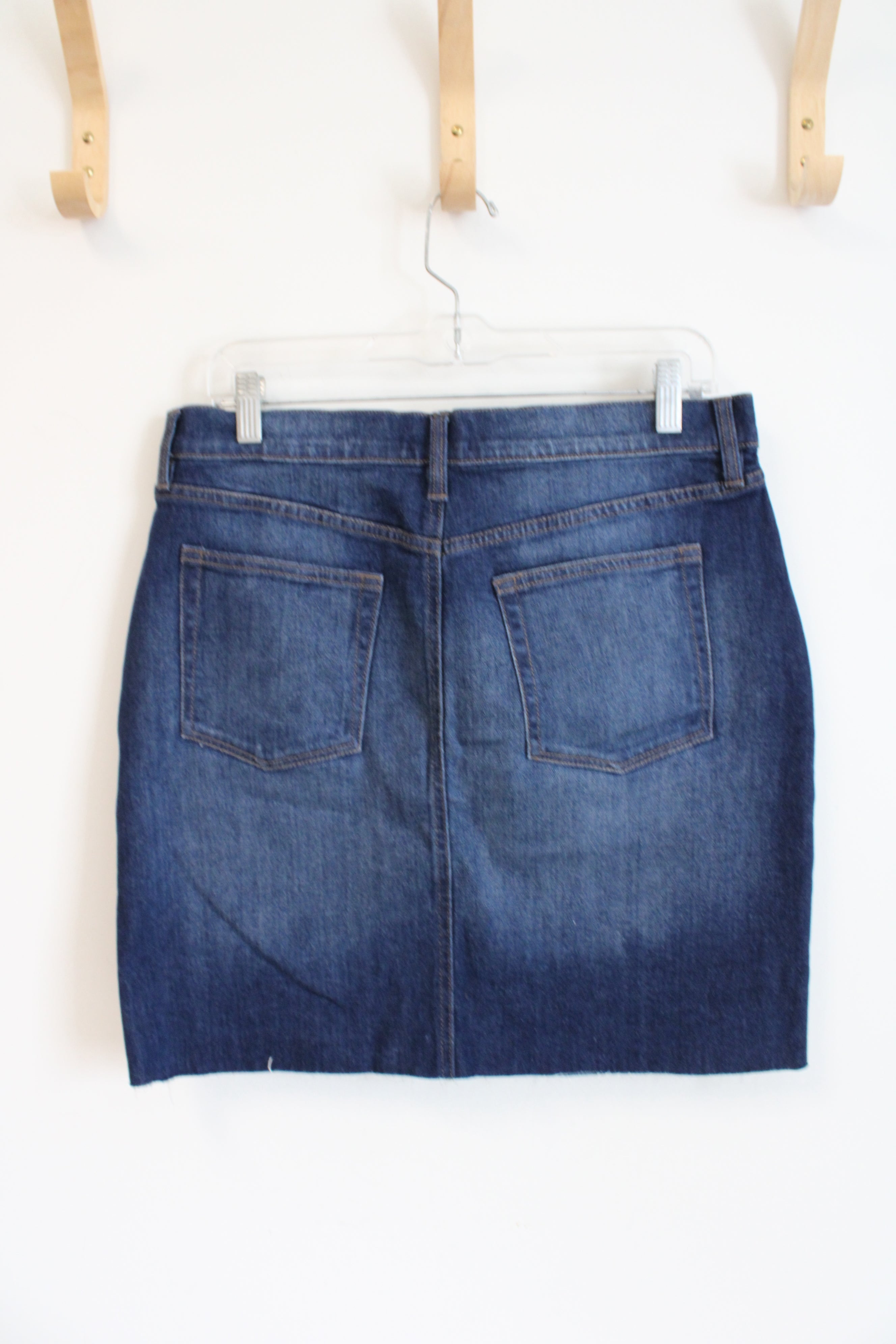 NEW LOFT Dark Wash Denim Frayed Hem Skirt | 8